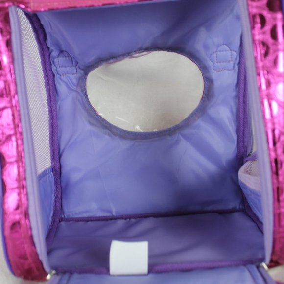 Battat Pucci Pups Carrier Yorkshire Terrier Pink Polka Dot Gold Flowers Zippers - Picture 13 of 16